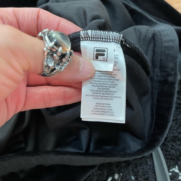 NWT Women’s Size Small Fila Velour Half-Zip Fleece Logo Print Hoodie In Black - Picture 11 of 12